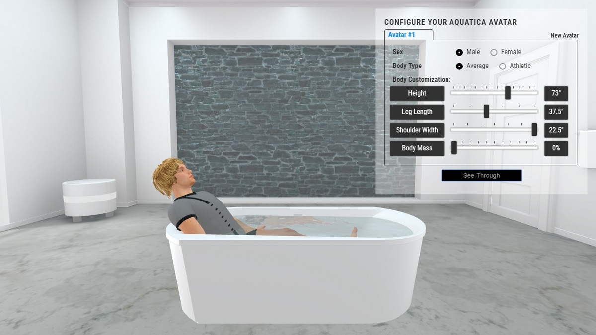 Purescape 107 Bathtub 3D Body Position